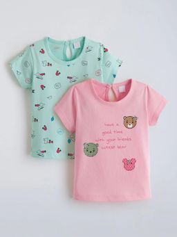 Hopscotch - Multi-Color Cotton Graphic T-Shirts (Pack Of 2)