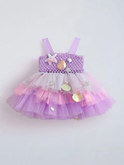 Hopscotch - Purple Mermaid Sea Shell Applique Dress