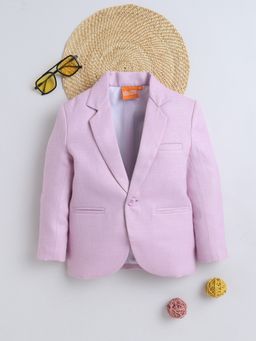 Mini Stitch - Pink Cotton Full Sleeves Solid Blazer