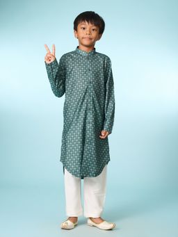Manyavar - Green Printed Kurta With Pyjama