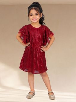Lil Drama - Razzle Dazzle Girls Party Red Embellished Dress