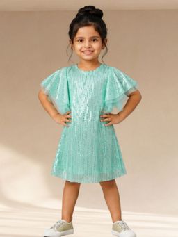 Lil Drama - Razzle Dazzle Girls Party Green Embellished Dress