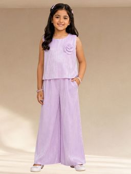 Lil Drama - Glam Up Girls Lavender Pleated Party Co-Ord Set