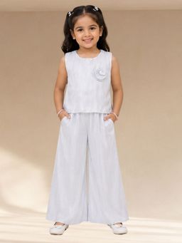 Lil Drama - Glam Up Girls White Pleated Party Co-Ord Set