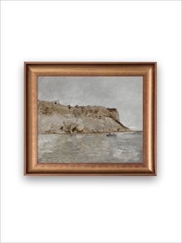 The Vintage Artistry - Beige & Blue Antique Rustic Muted Landscape Vintage Wall Art