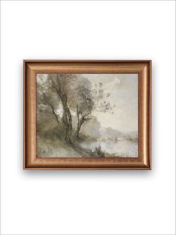 The Vintage Artistry - Multi Color Riverside Landscape Wall Art