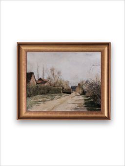 The Vintage Artistry - Vintage Narrow Landscape Farmhouse Canvas Painting With Frame