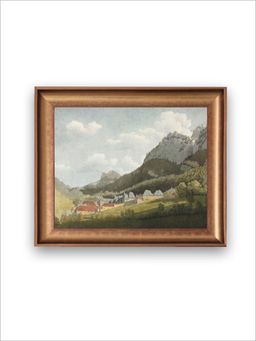 The Vintage Artistry - Blue & Green Mountains View Wall Art Painting