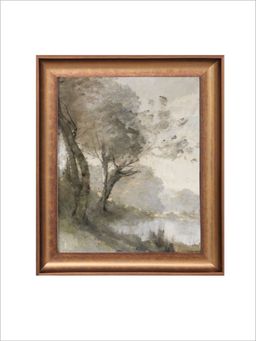 The Vintage Artistry - Green Abstract Printed Landscape Art