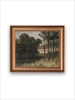 The Vintage Artistry - Green Country Landscape Wall Art Painting