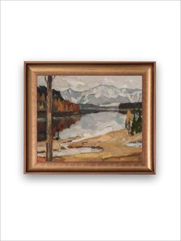 The Vintage Artistry - Rustic Autumn Lake Landscape Wall Art Painting
