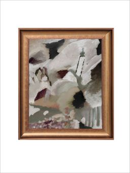 The Vintage Artistry - White & Green Stroky Waves Pale Light Abstract Wall Art Painting