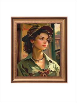 The Vintage Artistry - Green Woman Wearing Framed Wall Art
