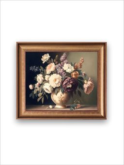 The Vintage Artistry - Brown & Beige Flower Wall Art Painting