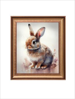 The Vintage Artistry - Brown & White Rabbit Wall Art Painting