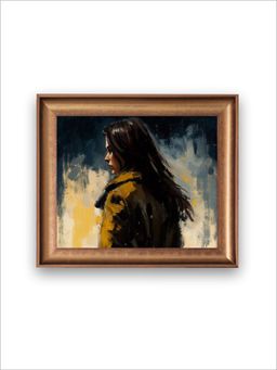 The Vintage Artistry - Brown & Blue Vintage Woman Wall Art Painting