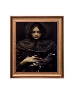 The Vintage Artistry - Black Victorian Witch Portrait Wall Art Painting
