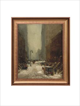The Vintage Artistry - Brown & Green Snow In New York Printed Wall Art