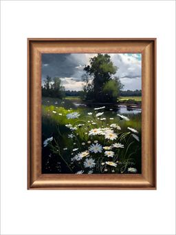 The Vintage Artistry - Green & Blue Lake Realism Art Framed Wall Painting