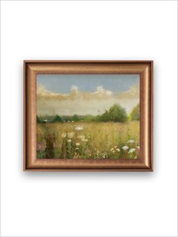 The Vintage Artistry - Green & Blue Flowers Framed Wall Art