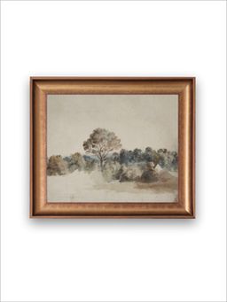 The Vintage Artistry - Off White & Grey Landscape Framed Wall Art Painting