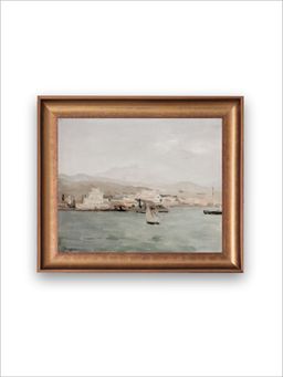 The Vintage Artistry - Brown & Blue Vintage Coastal Mediterranean Framed Wall Art