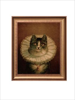 The Vintage Artistry - Victorian Cat Wooden Framed Wall Art