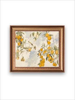 The Vintage Artistry - Lemon & Oranges Wooden Framed Wall Art Painting