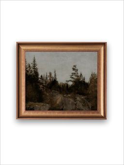 The Vintage Artistry - Grey & Brown Forest Landscape Wall Art Painting