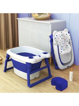 StarAndDaisy - Navy 2-In-1 Foldable Bathtub For Baby with Bathing Chair & Cushion (18-24 Months)