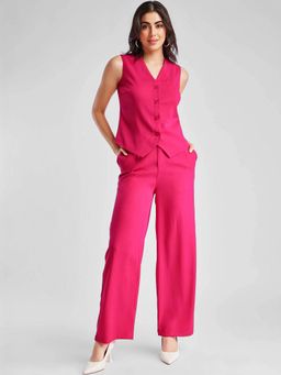 FableStreet - Pink Solid Regular Co-Ord Set