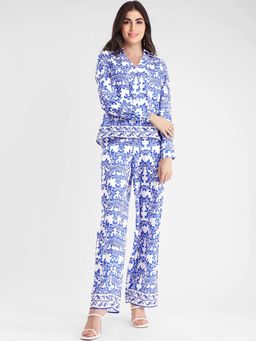 FABLE STREET - Blue Printed Regular Co-Ord Set