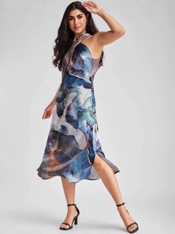 FableStreet - Blue Abstract Regular Dress