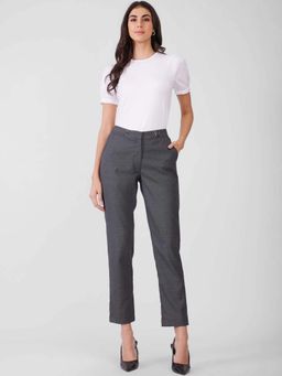 FableStreet - Charcoal Solid Regular Trouser