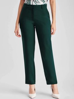 FableStreet - Green Solid Regular Trouser