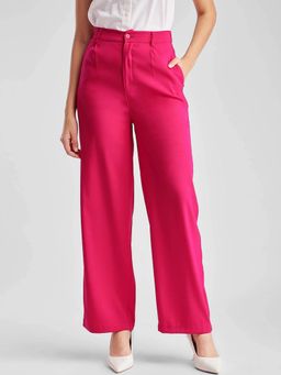 FableStreet - Pink Solid Regular Trouser
