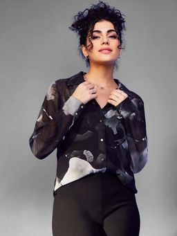 FableStreet - Black Abstract Regular Shirt