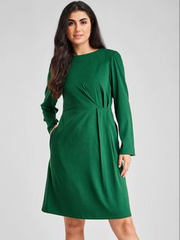 FableStreet - Polyester Fit and Flare Green Women Dress