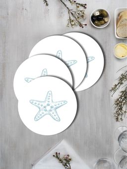 Space of Joy - Blue Star Fish Premium Printed Round MDF Wooden Placemats