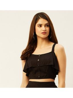 ANVI Be Yourself - Black Smocked Crop Top