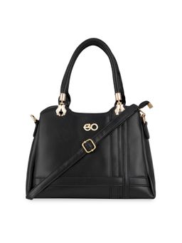 E2O - Women Black Solid Structured Satchel Handbag