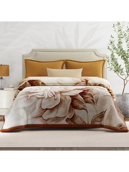 Boutique Living - Luxe Loom Brown Floral Heavy Winter Double Blanket