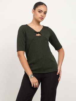 SALT Attire - Amelise Olive Textured Top