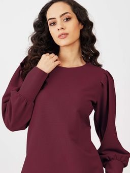 SALT Attire - Apple Blossom Maroon Textured Top