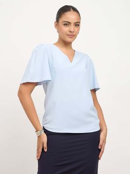 SALT Attire - Elix Powder Blue Solid Top