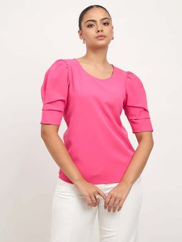 SALT Attire - Soluna Hot Pink Solid Top