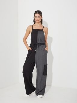 Miss Chase - Women'S Black and Grey Cotton Dungaree