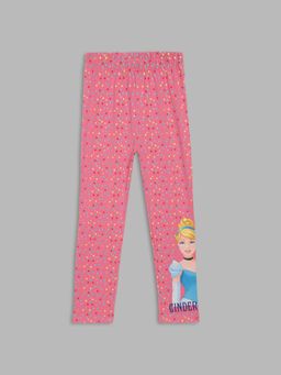 Blue Giraffe - Girls Pink Printed Leggings