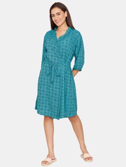 Zivame - Coucou Above Knee Robe with tie on - Biscay Green