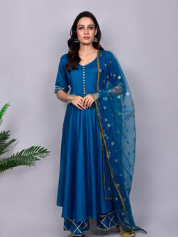 Empress Pitara - Ayinaa Teal Blue Suit Set